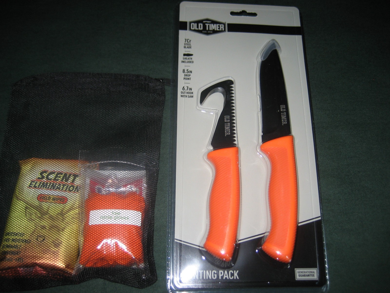 OLDTIMER 2 PC KNIFE HUNTER SETW/SAW/GUTHOOK/KNIFE+ NYLON SHEATH + CLEAN UP KIT