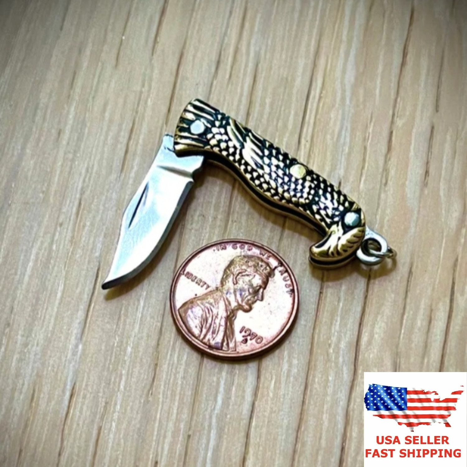 Mini Folding Pocket Knife Hunting Survival Camping Keychain Stainles Steel Eagle