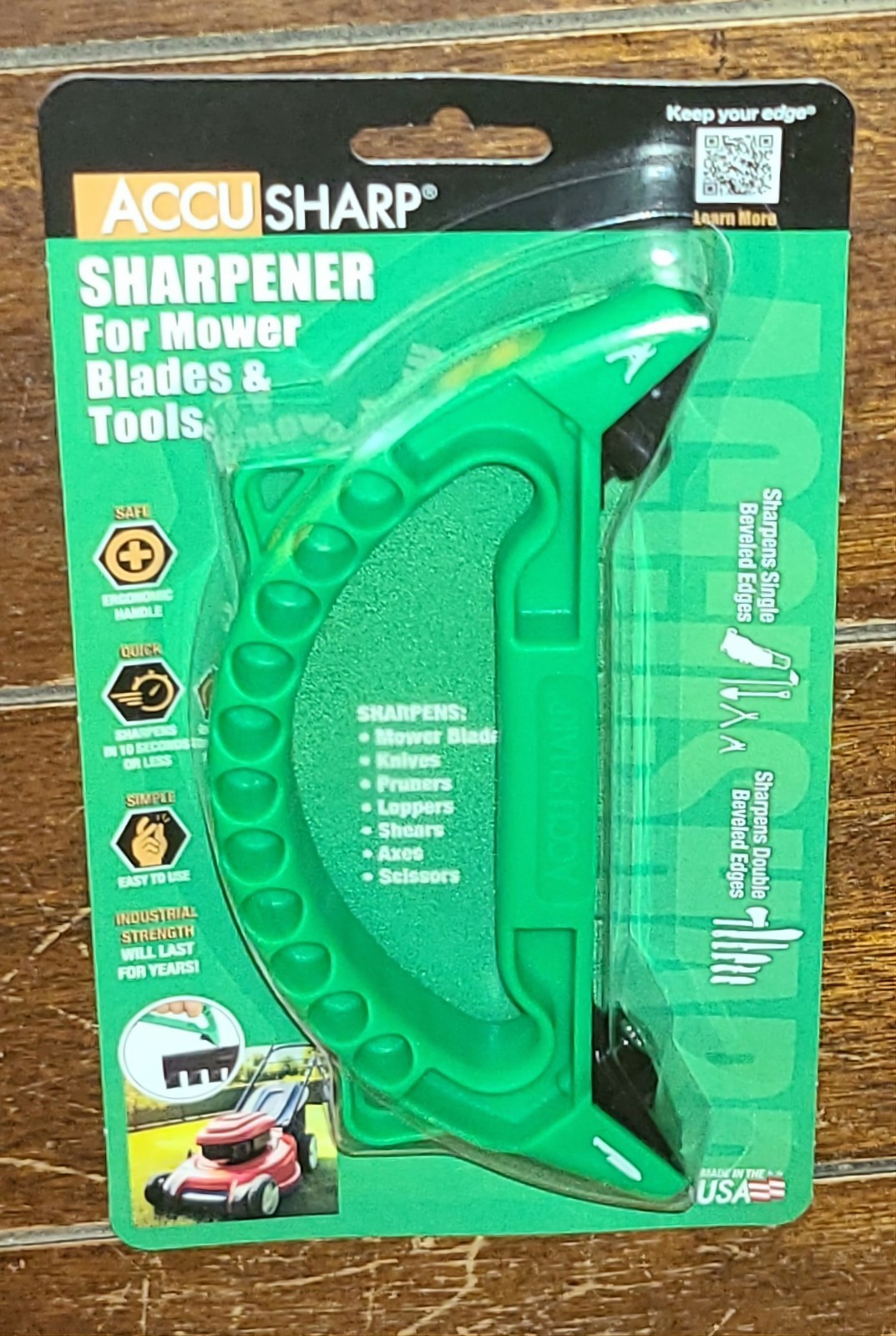 AccuSharp Sharpener for Mower Blades & Tools w/Ergonomic Handle! #00101