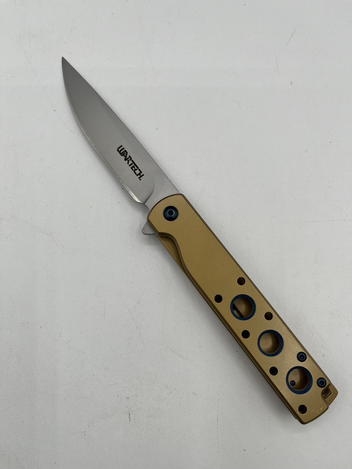 Spring-Assist Folding Knife | Wartech Gold Slim Stainless Steel 3.75″ Blade EDC