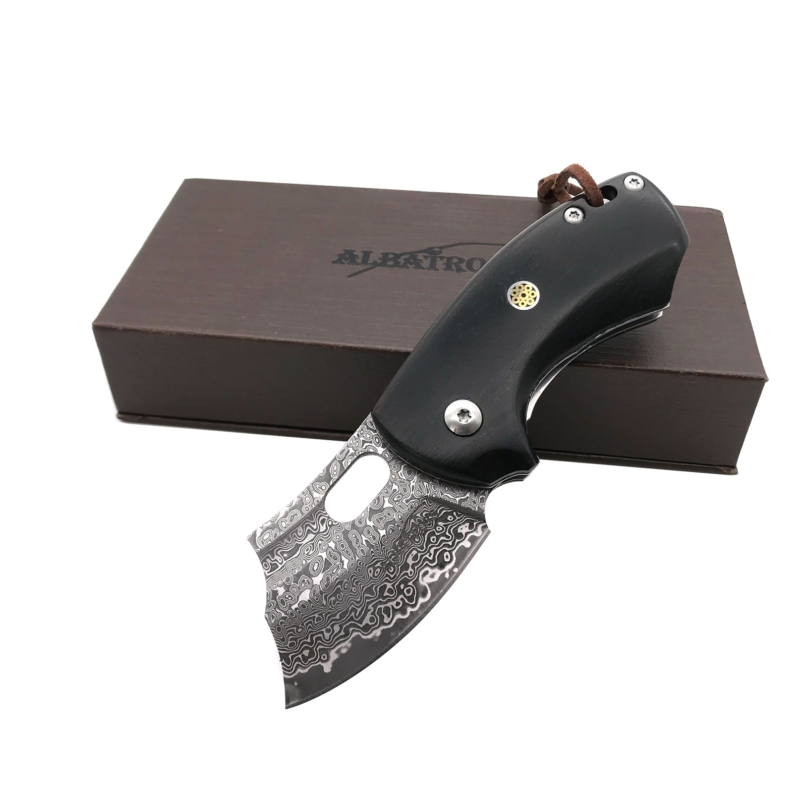 ALBATROSS 3” EDC Damascus Steel Folding Pocket Knife Ebony Wood Handle HGDK024