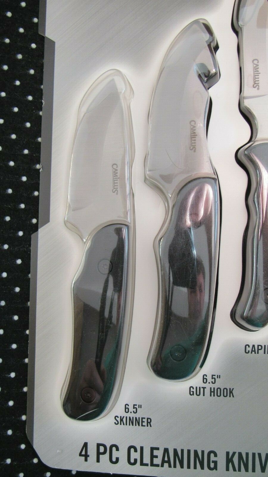 Camillus Knife GAME CLEANING SKINNER GUT HOOK CAPING SET OF 4 FIXED KNIVES 19422