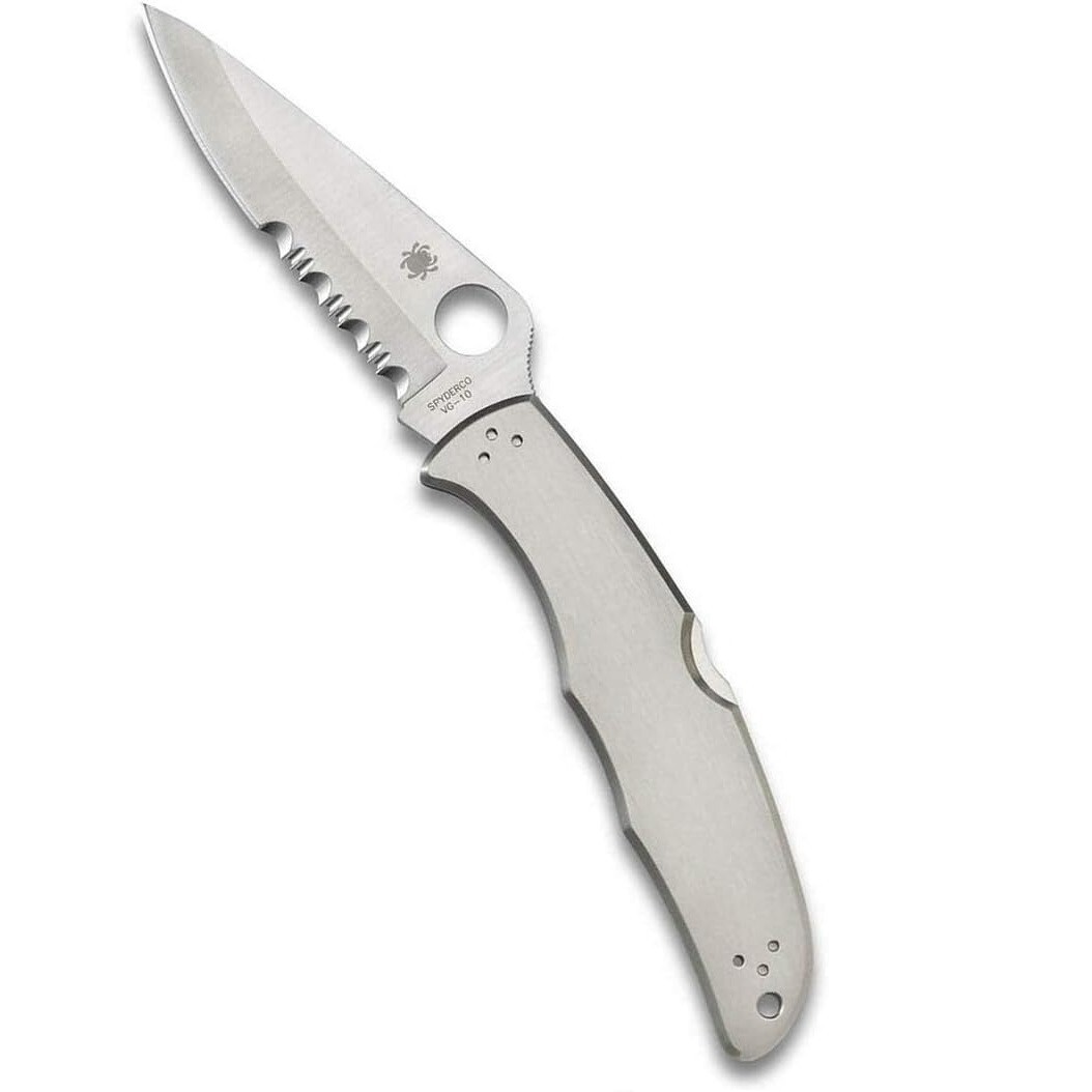 Spyderco Endura 4 Stainless Folding Knife with VG-10 Steel Blade w/ 2 Edge Types