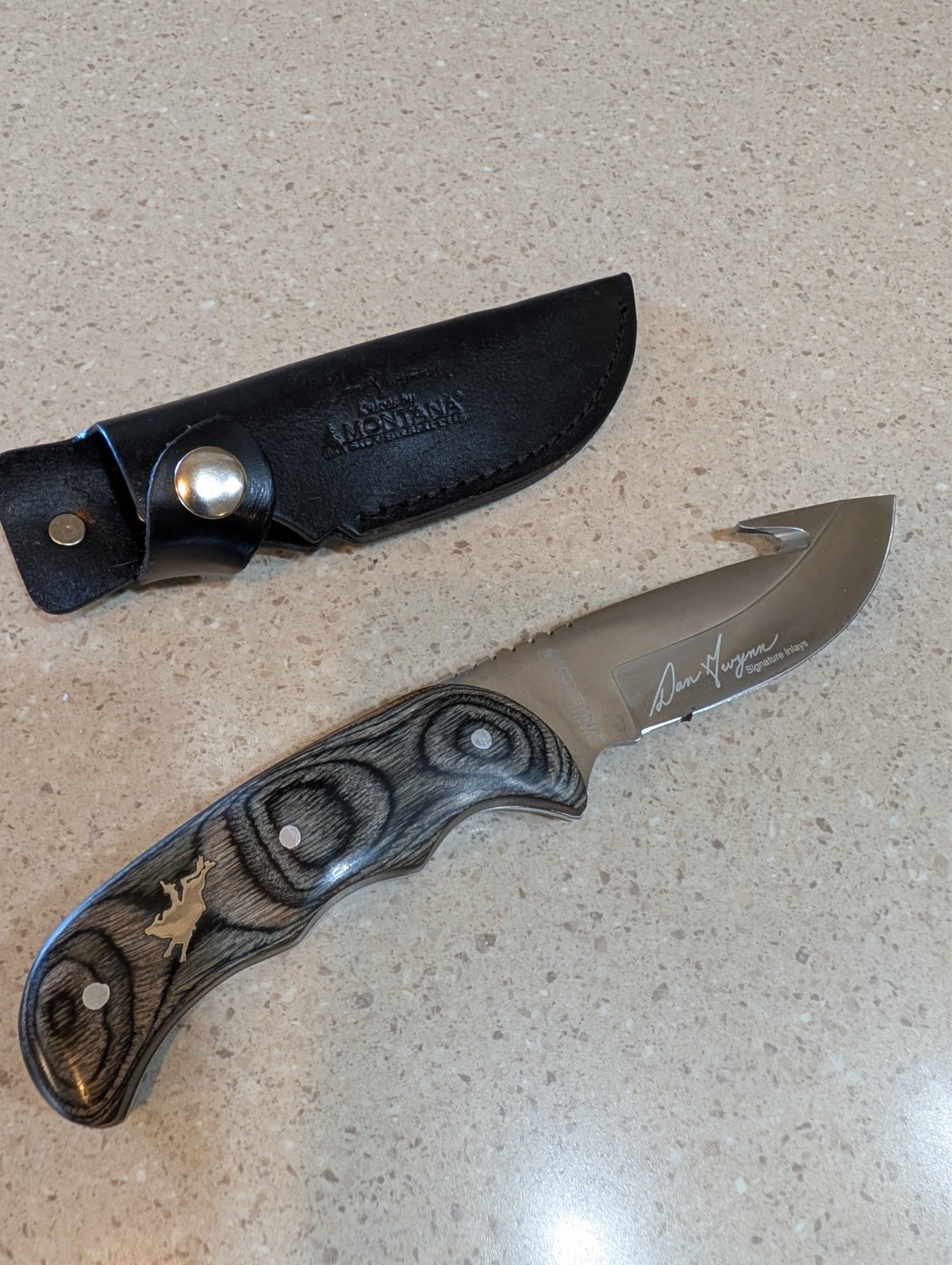 Montana Silversmiths FIXED BLADE Dan Gwynn HUNTING KNIFE – Silver Inlay MINTY