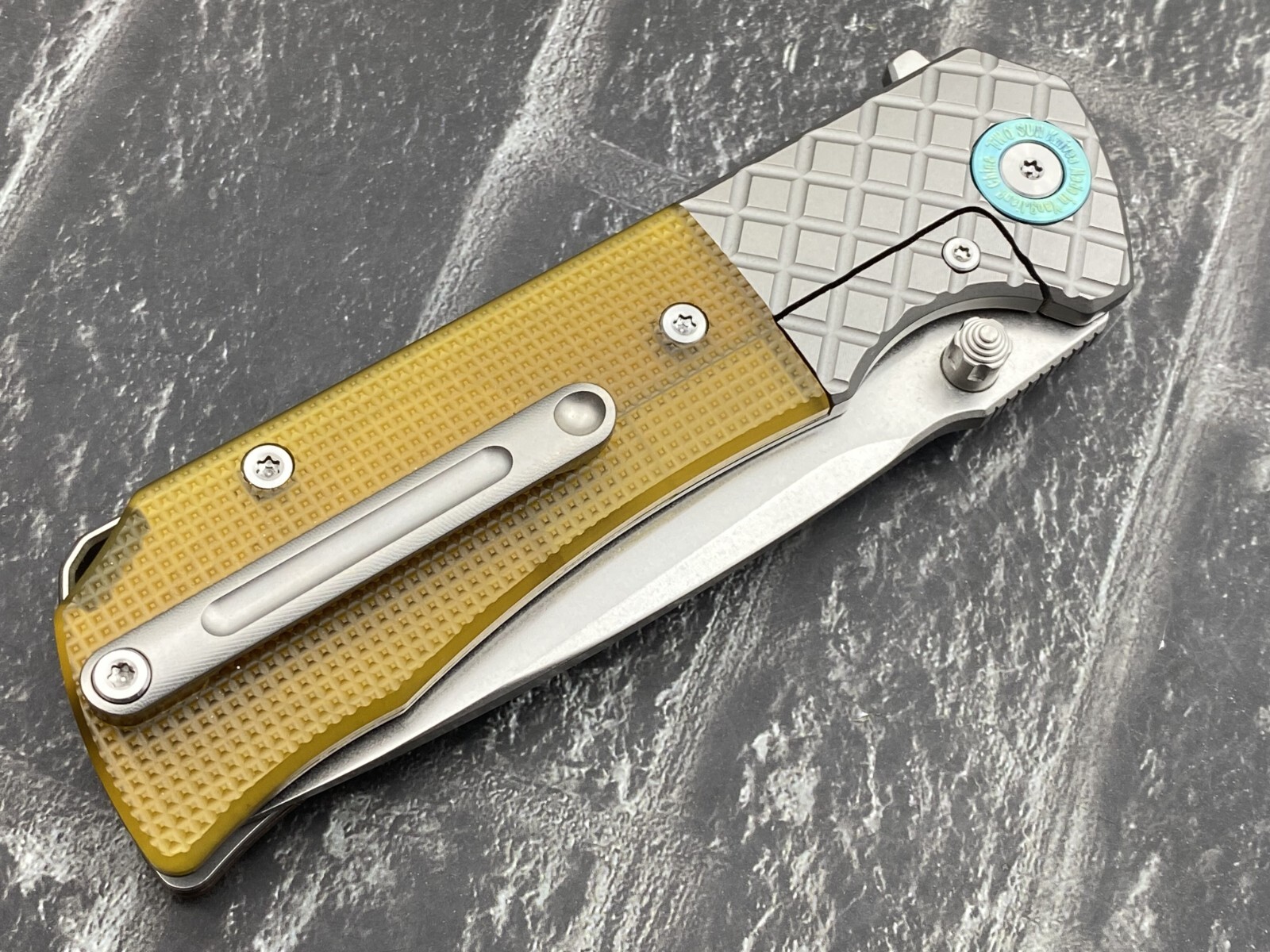 TwoSun TS461-M390 Folding Knife Titanium inlay PEI Handle Flipper Pocket Knife