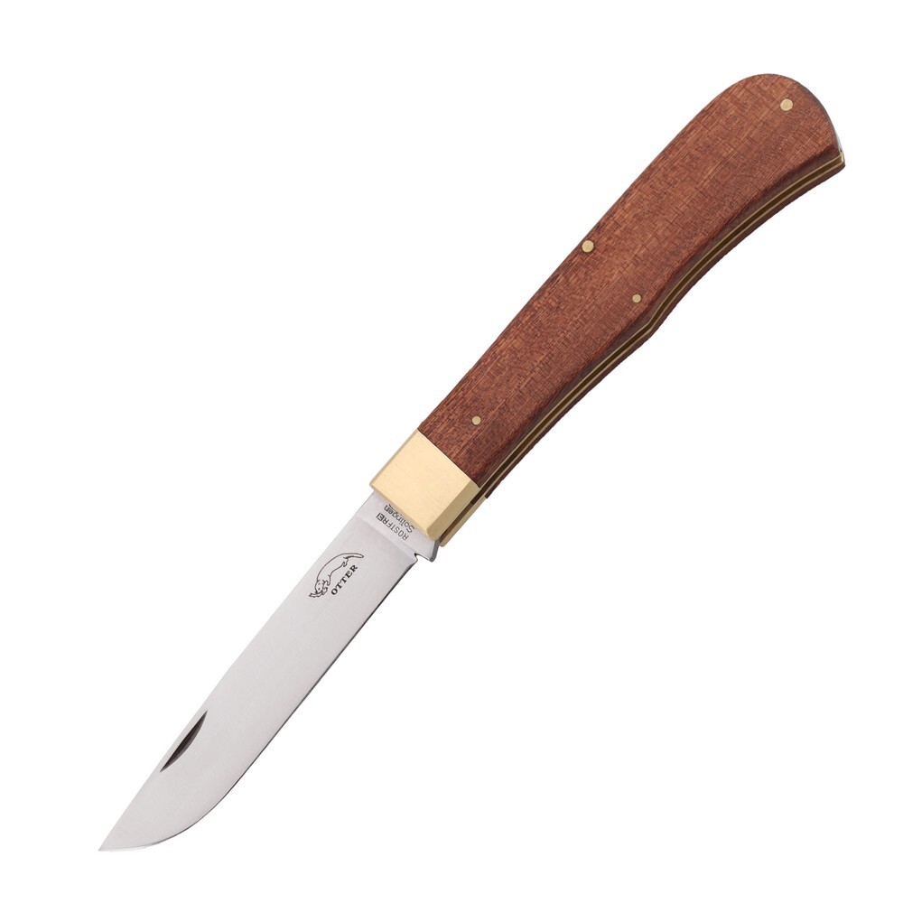 OTTER-Messer Large Lockback Folding Knife Carbon Steel Blade Wood Handle – 07-MS