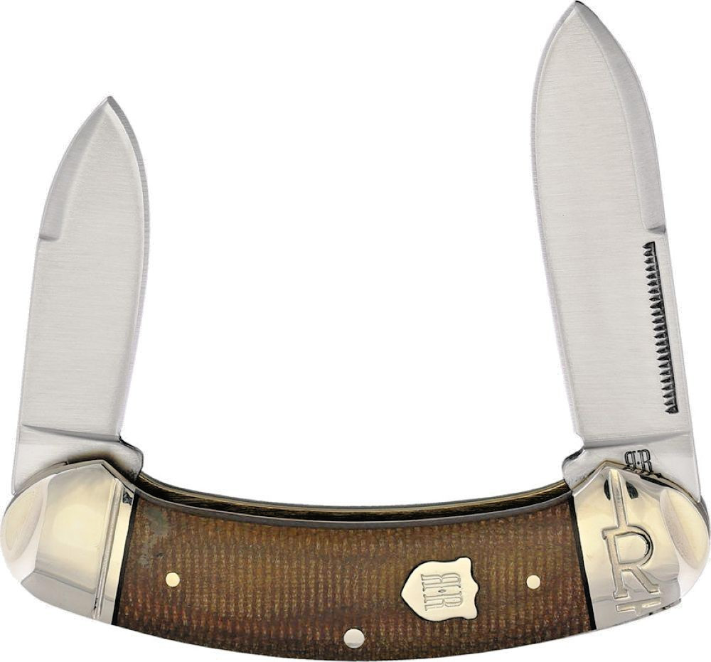 Brown Burlap Micarta Handle Bow Canoe Pocket Knife by Rough Rider – Tater Skin