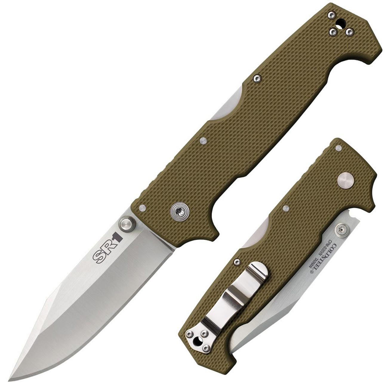 Cold Steel SR1 S35VN Steel 4″ Clip Point Blade G-10 Handle Folding Knife with…