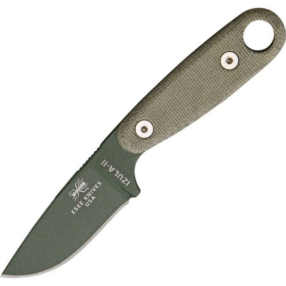 ESEE Izula II Fixed Knife 1095HC Steel Blade Canvas Micarta Handle – IZULA-II-OD