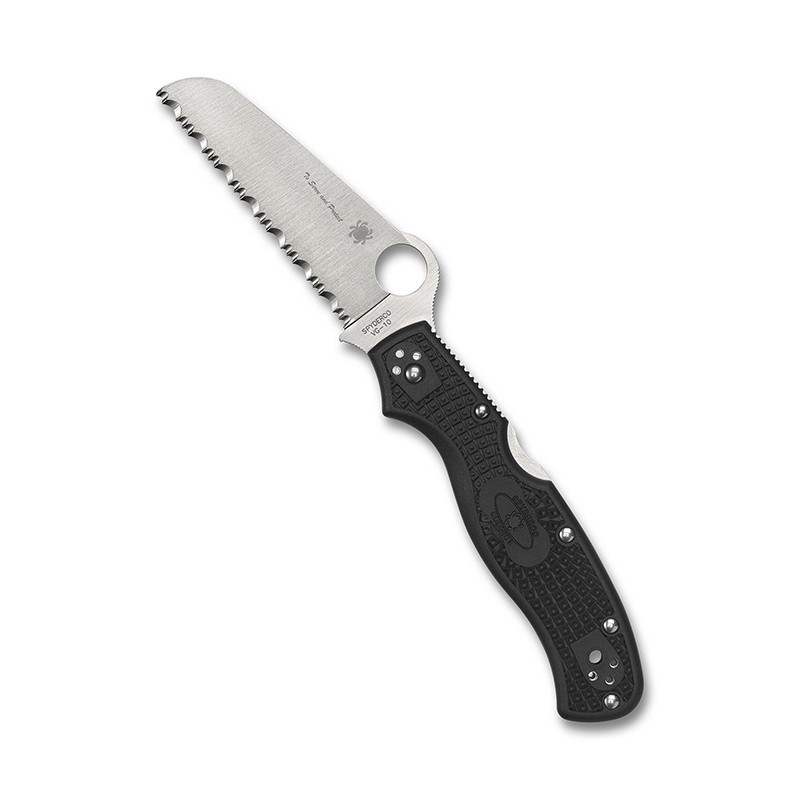 Spyderco Rescue 3 Thin Line 3.75″ VG-10 Serrated Blade w/ Black FRN Handle