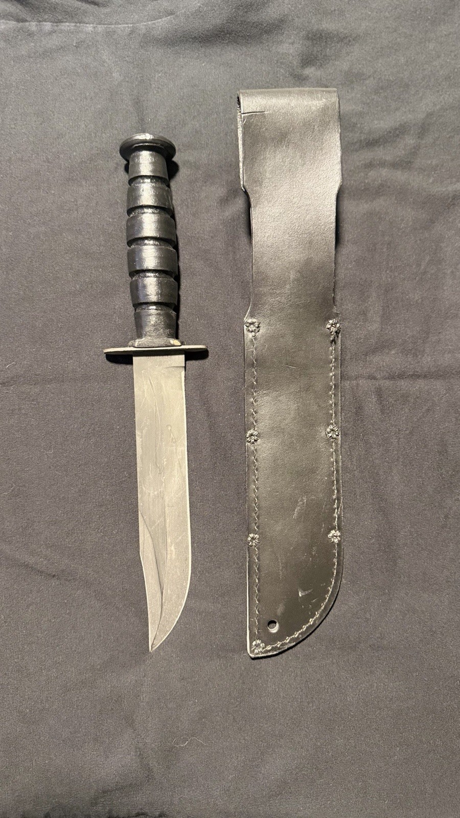 Ontario U.S. Military Fighting Knife 7” Fixed Blade w/ Leather Sheath Made In US