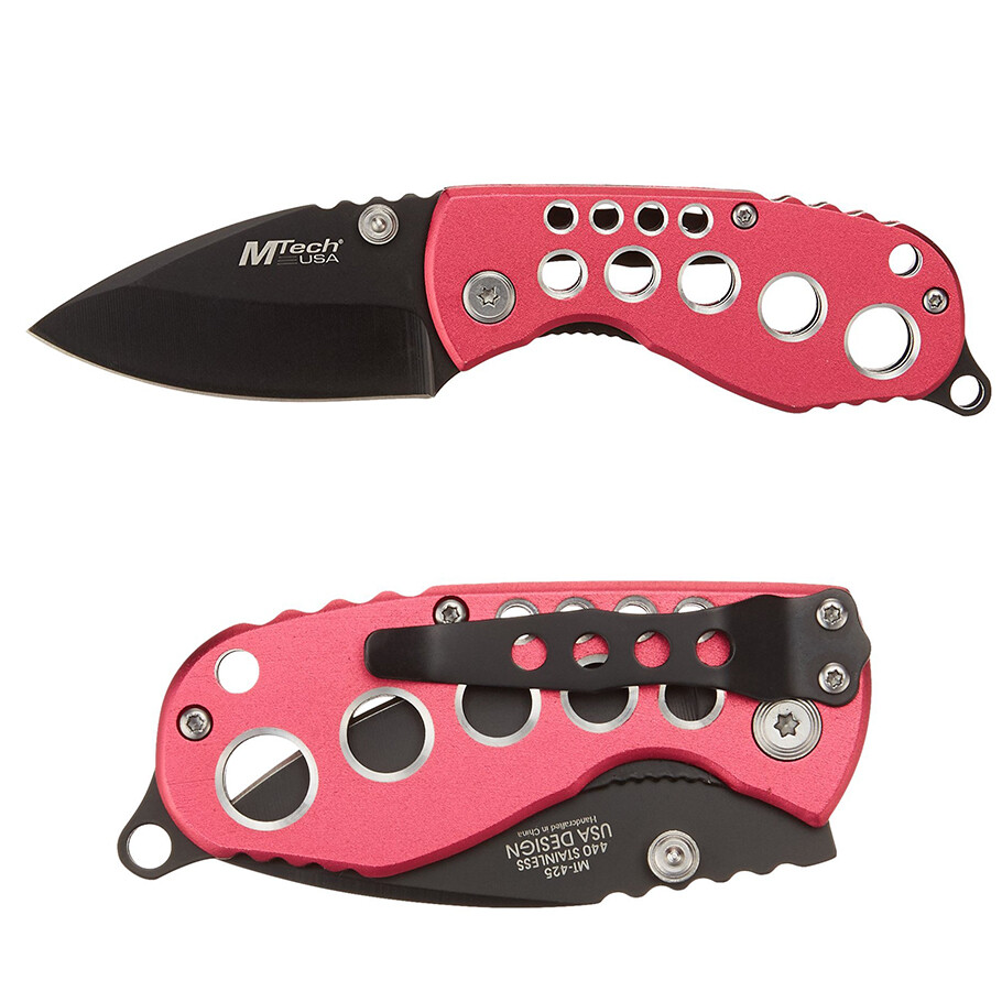5.75″ Red Aluminum Compact Folder Tactical Folding Knfie w/ Pocket Clip