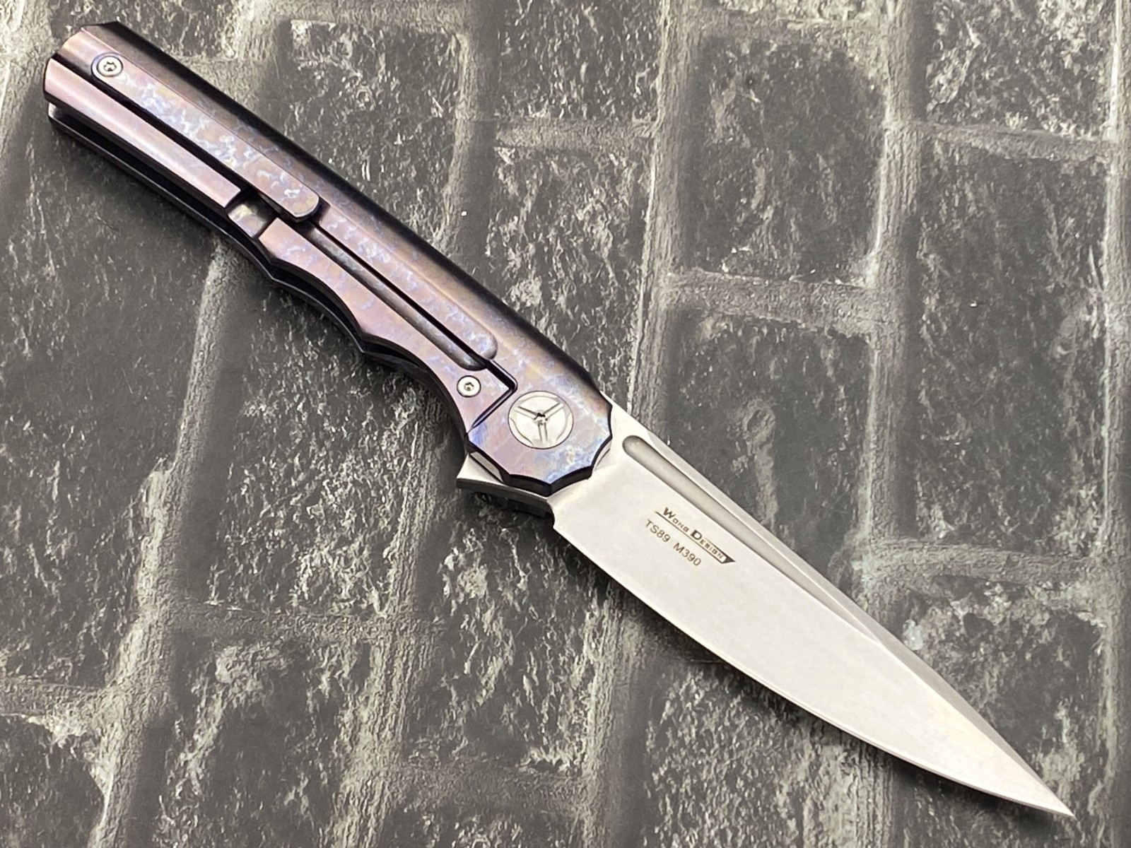 TwoSun TS89-M390-Color-SW Folding Knife M390 Blade Titanium Handle Pocket Knife