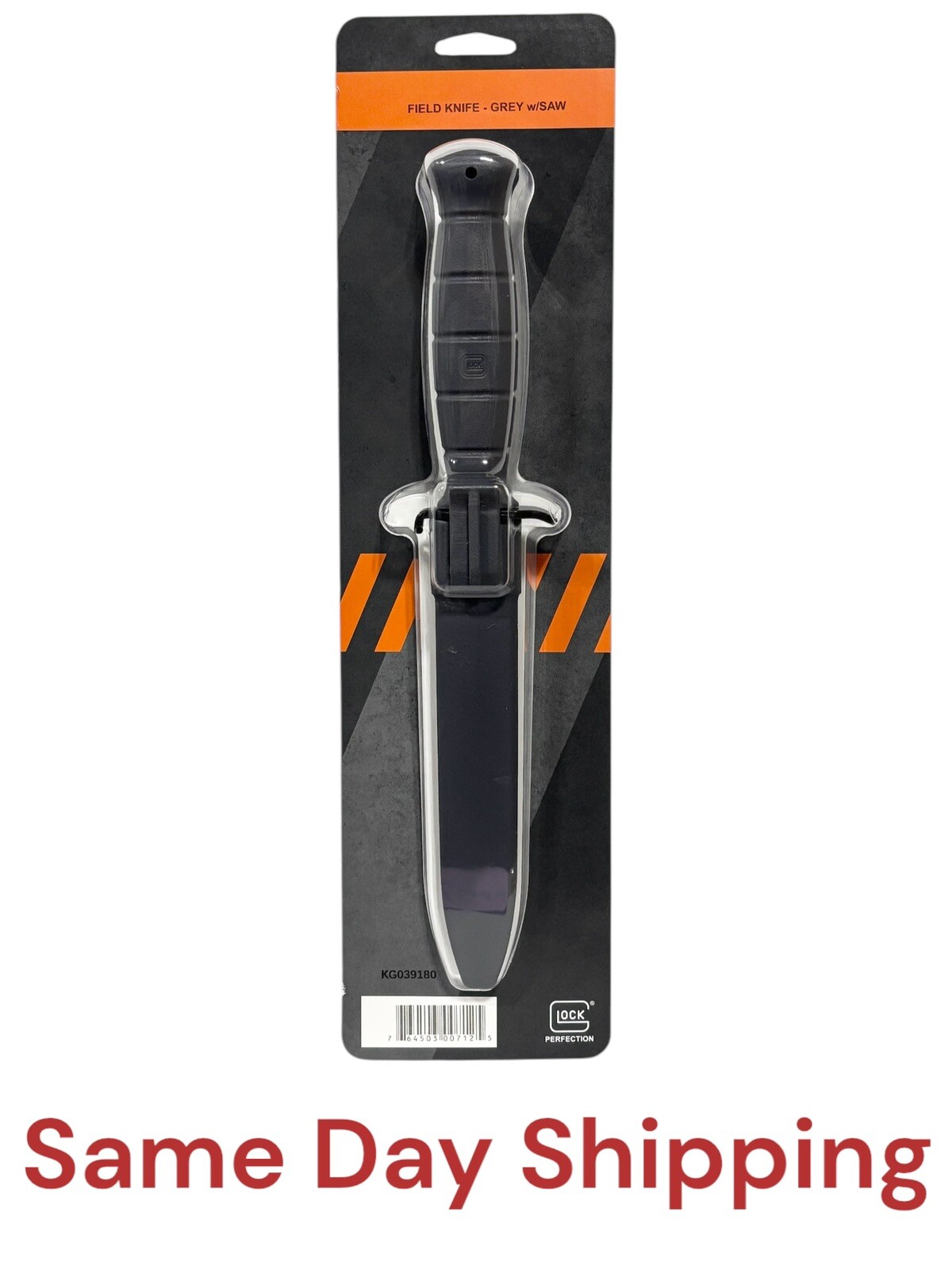 New Glock Field Knife Fixed Blade Grey Plain Root Saw 6.5″ w/ Sheath KG039180