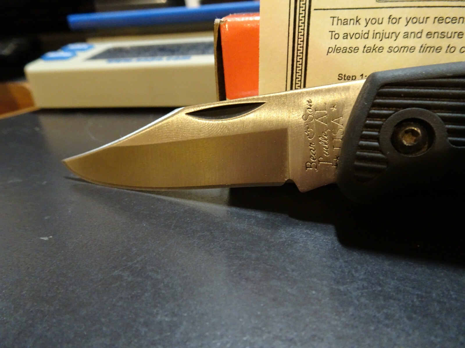 BEAR & SONS 4″ CLOSED 3″ STAINLESS CLIP POINT BLADE LOCKING BLACK RUBBER HANDLE