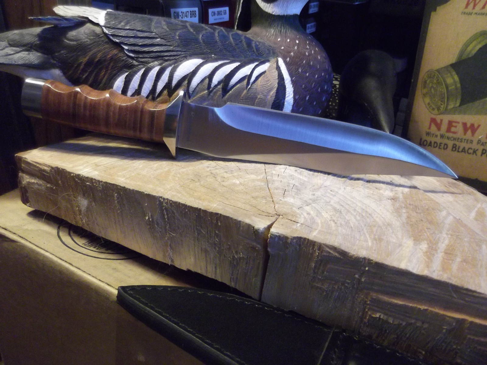 BOKER MAGNUM 12 3/4″ GIANT BOWIE KNIFE STACKED LEATHER HANDLE LEATHER SHEATH WOW