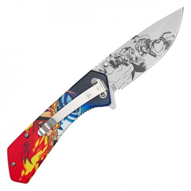 7.75” Demon Slayer Kimetsu no Yaiba Rengoku vs Akaza 3-D Printed Graphic Knife