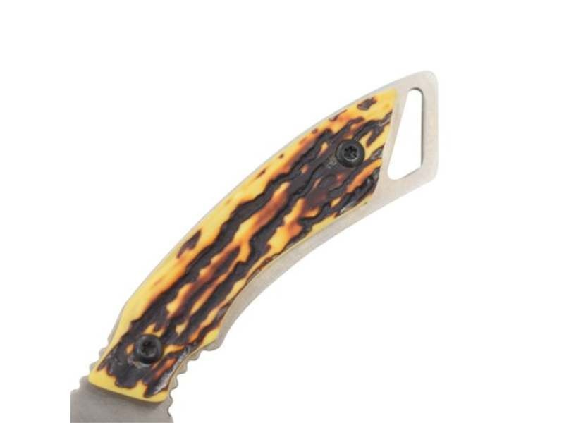 FIXED-BLADE HUNTING KNIFE | Silver Blade Faux Stag Handle Sharp Skinner