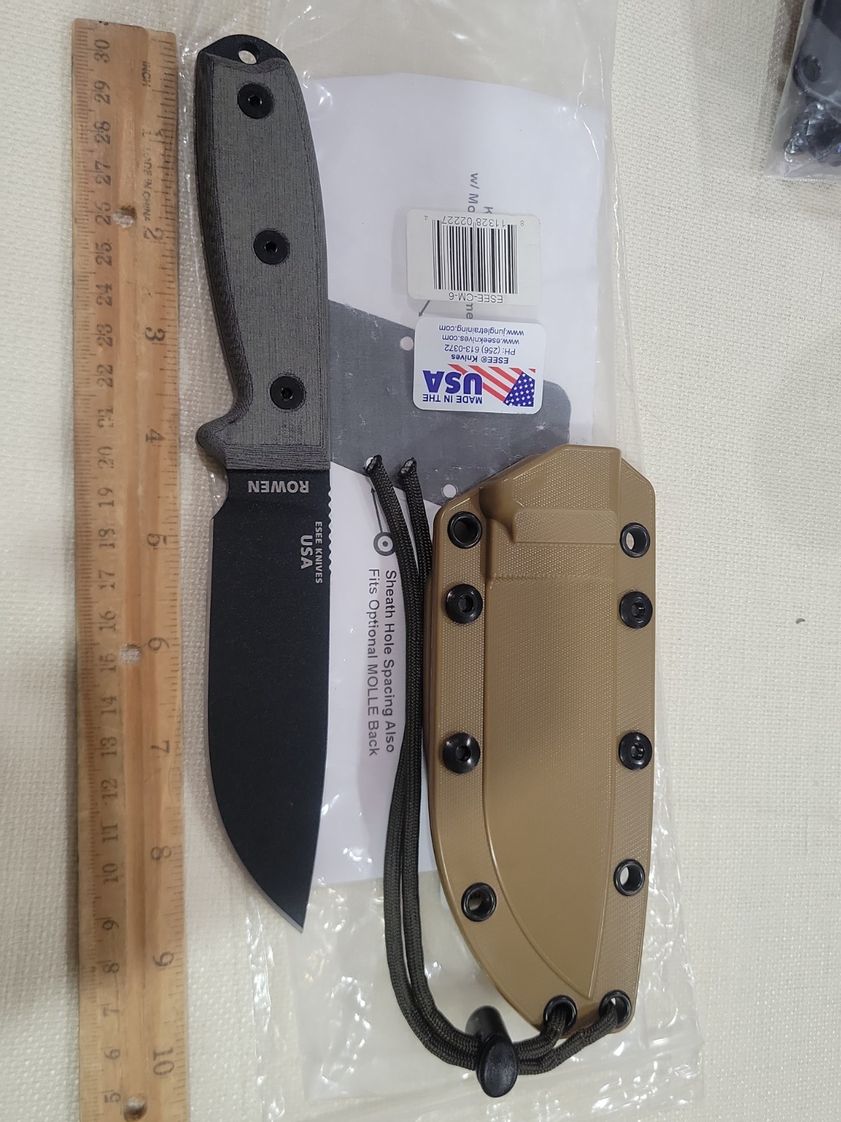 ESEE 4 CM6 4.5 1095 Black Fixed Blade Tactical Knife Micarta USA ESEE-CM