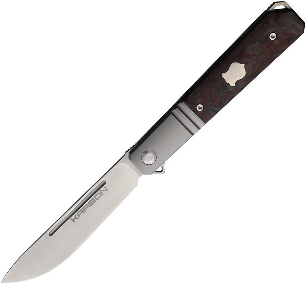 Karbon Flatline Framelock Pocket Knife Black & Red Carbon Fiber Handle – KARB115