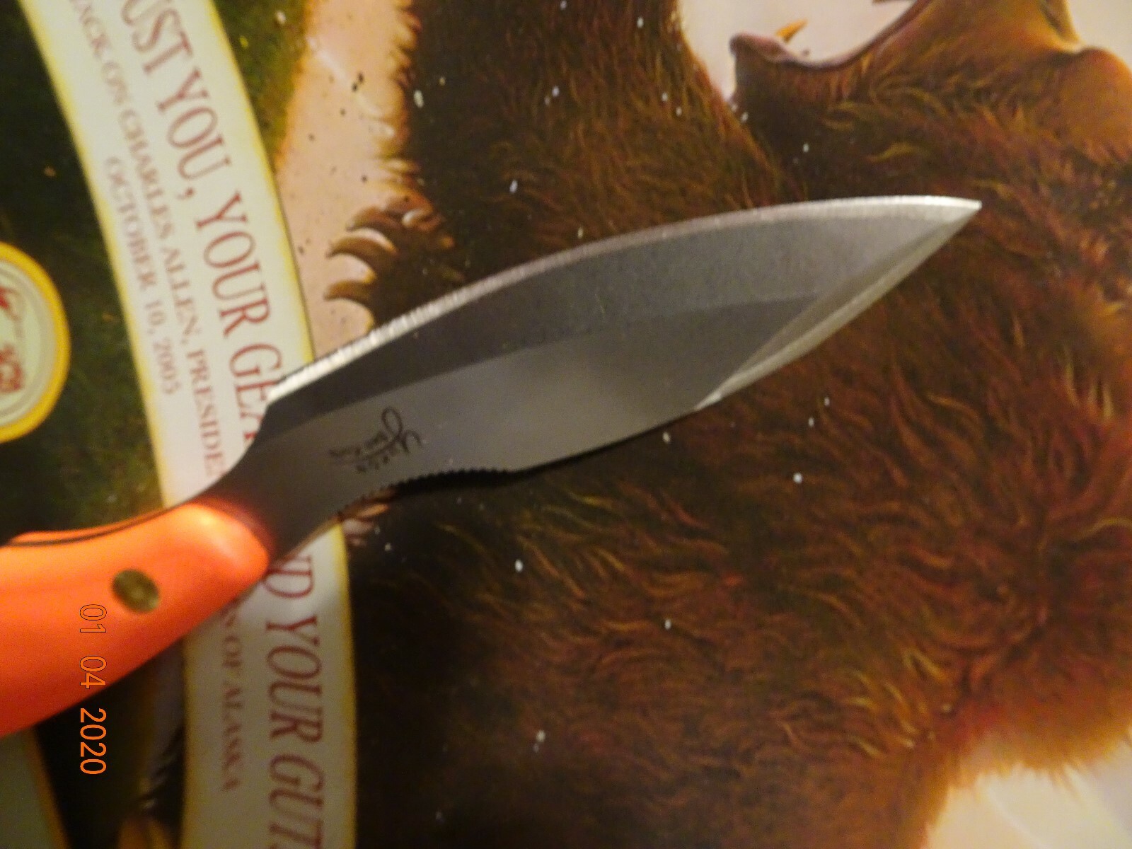 KNIVES OF ALASKA 8 1/2″ ETREME YUKON #1 SUREGRIP ORANGE HANDLE D2 BLADE LEA SH