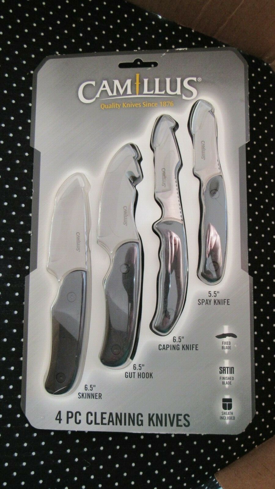 Camillus Knife GAME CLEANING SKINNER GUT HOOK CAPING SET OF 4 FIXED KNIVES 19422