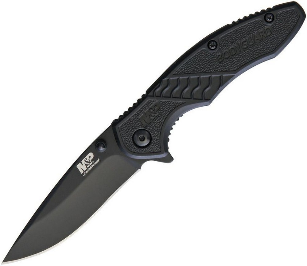 Smith & Wesson Black M&P Bodyguard Pocket Knife Drop Point Blade – 1085890