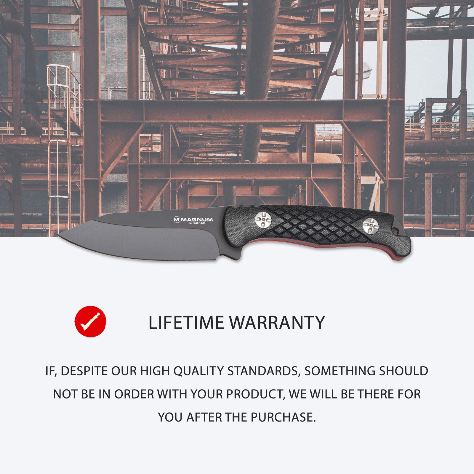 Boker Magnum Life Knife Fixed Knife 3.94″ Blade 440A G10 Handle EDC – 02MB201