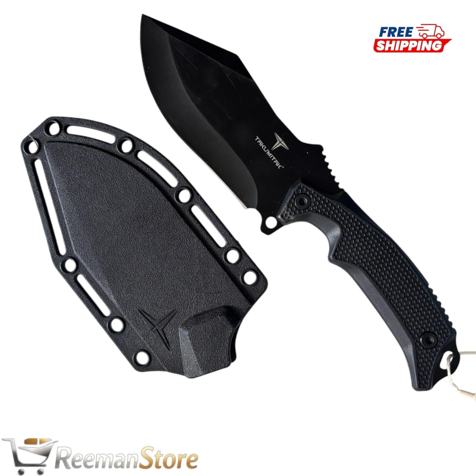 Takumitak Tanto Fixed Blade 9″ Hunting Knife w/ Sheath Molle clip EDC Full Tang