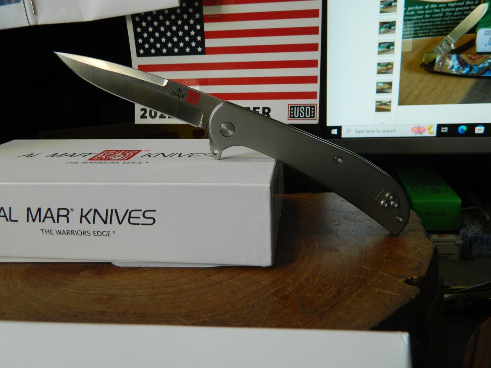 AL MAR KNIVES 4″ CLOSED AMK4114 ULTRALIGHT TITANIUM FRAMELOCK D2 BLADE *FALCON*