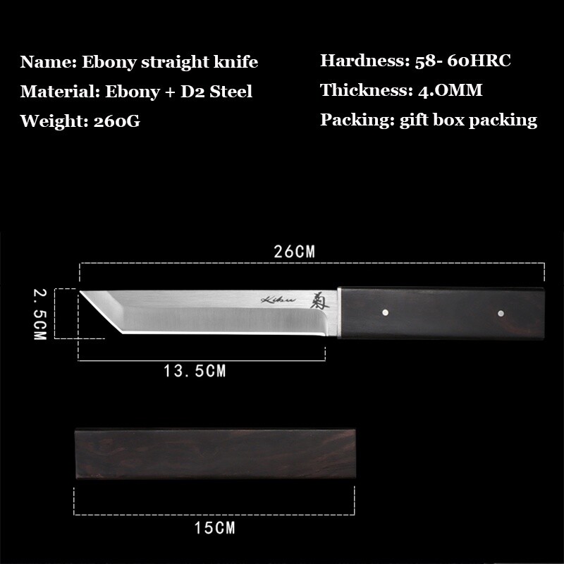 Hunting Knife Tactical Japanese Short Sword Katana Army D2 Steel Blade Sharp US
