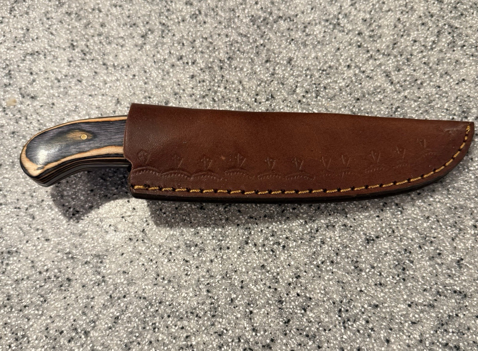 Fixed Blade Hunting Knife Carbon Steel Straight Edge Wood Handle w/ Sheath 8in