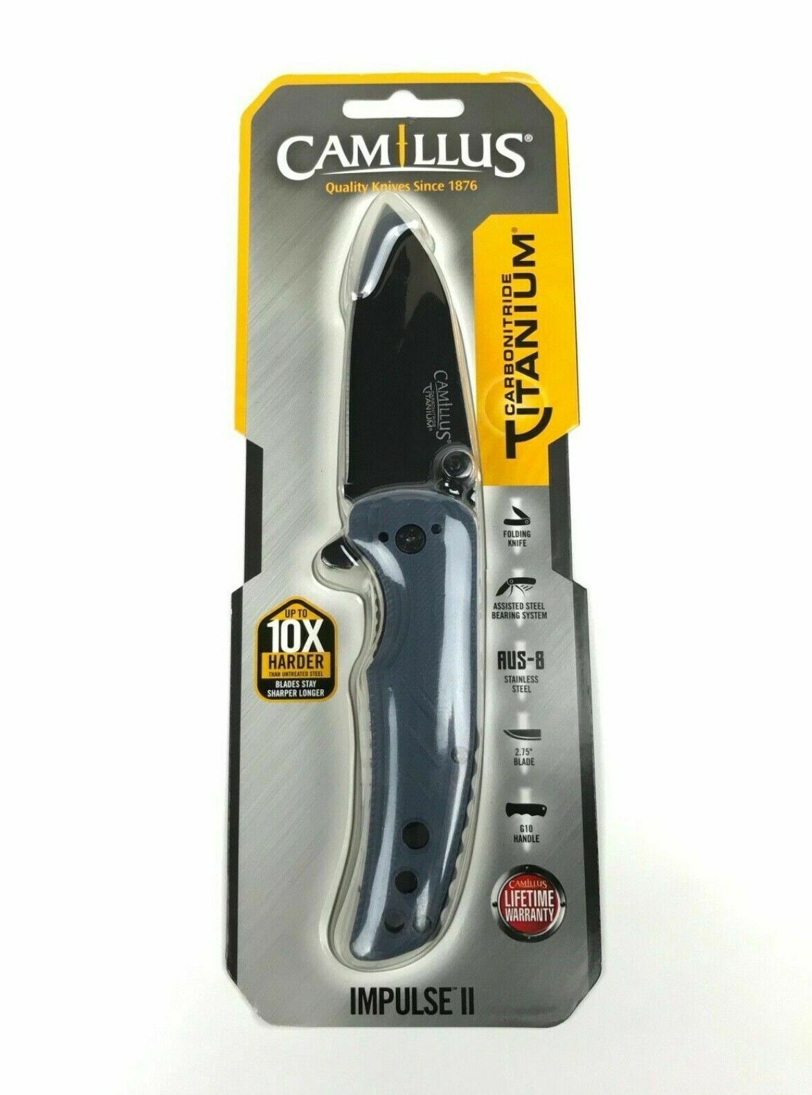 Camillus Impulse II Carbonitride Titanium 2.75 inch G10 Handle Folding Knife NEW