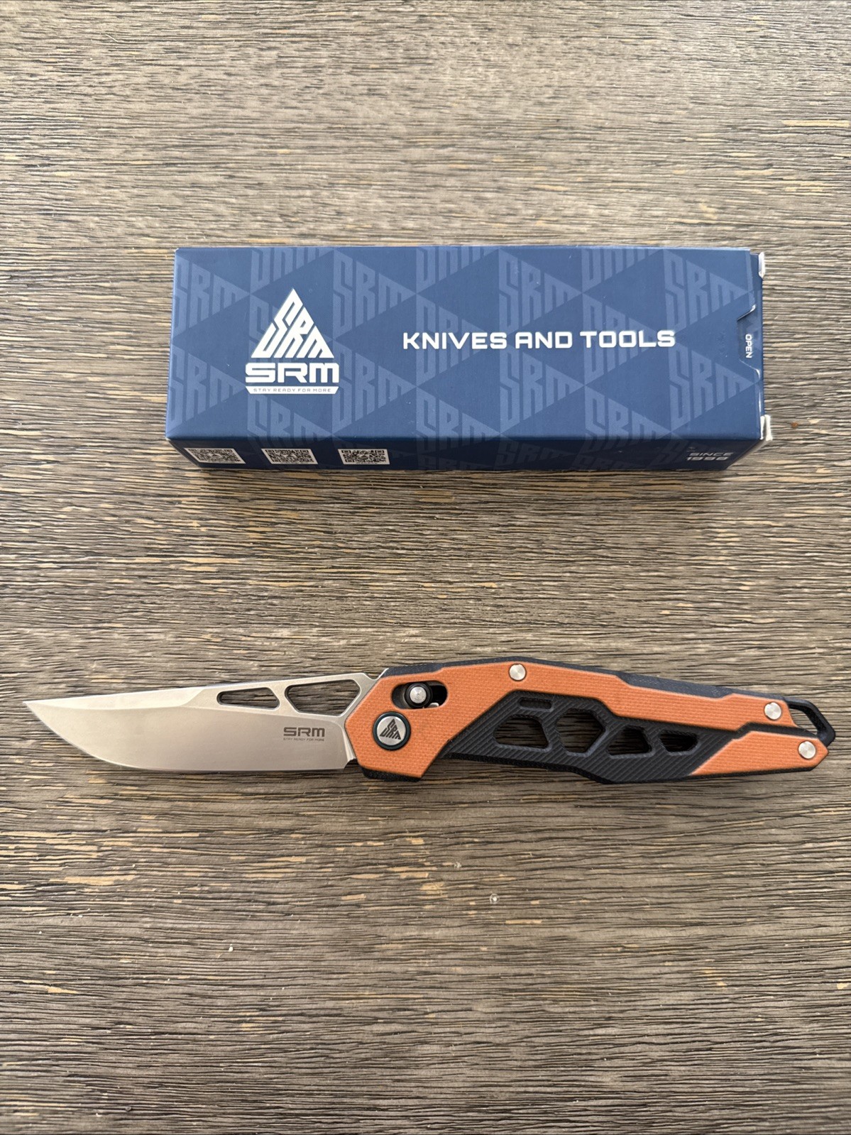SRM ~ Mecha ~ Front Flipper Knife 3.27in D2 Steel-Orange G10 ~ 9225-GJ