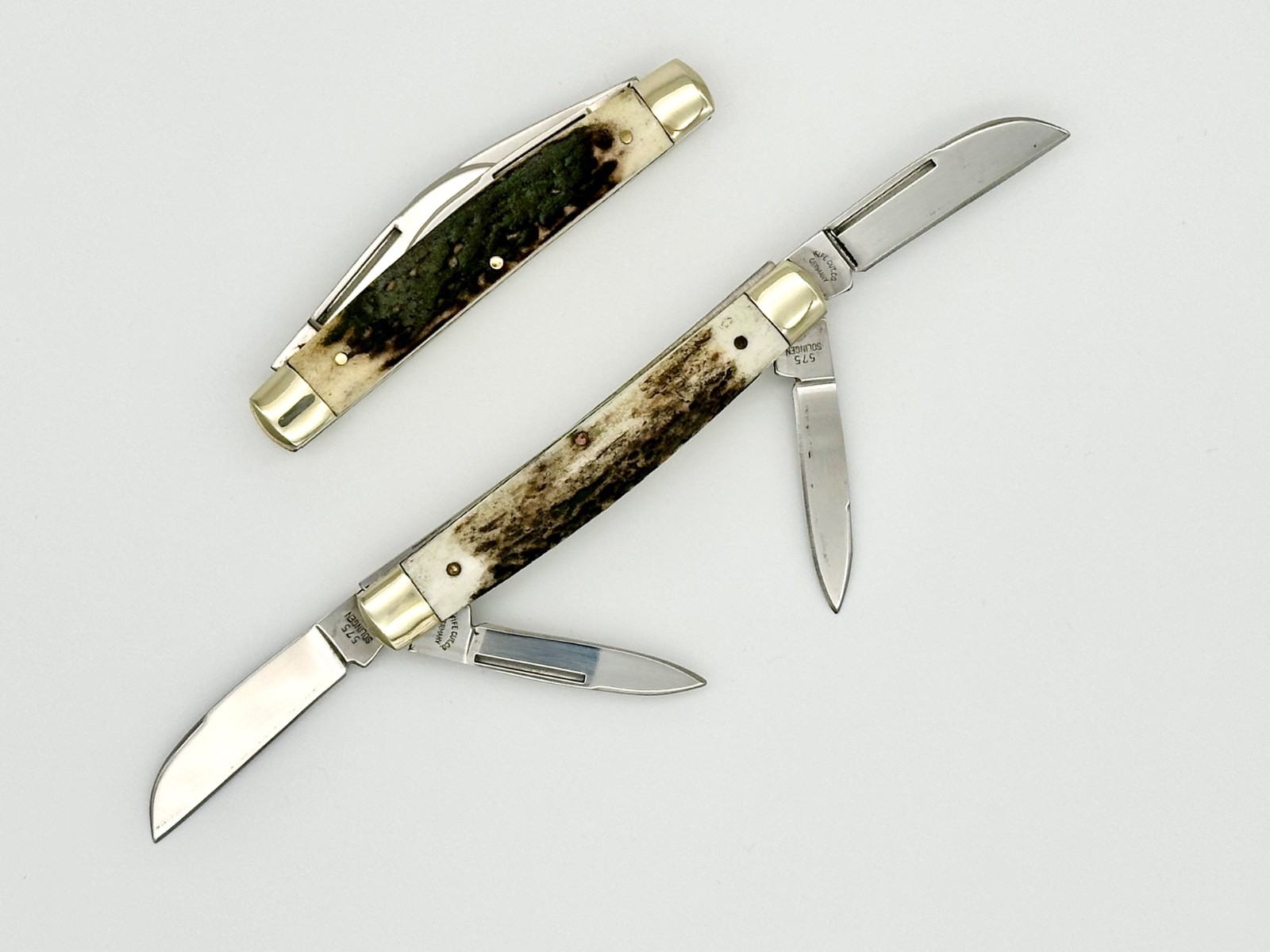 Vintage FIFE Cut Co. Solingen Germany 575 Stag Congress Pocket Knife Slip-Joint