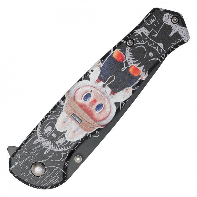 8” Labubu Cute 3-D Printed Graphic Spring Assisted Pocket Knife w/ Clip