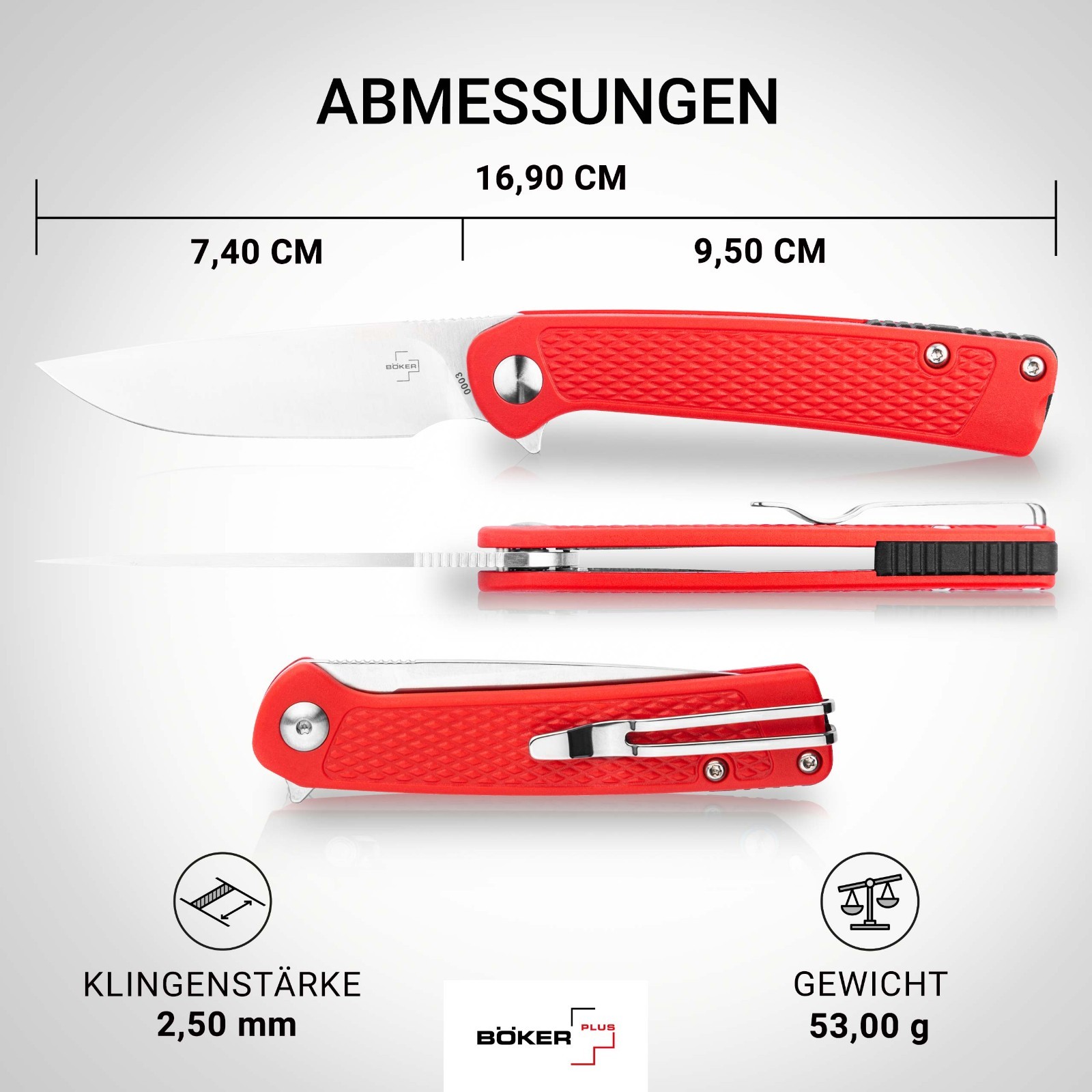 Boker Plus Fire Ant Red Pocket Knife 2.91″ Blade 4116 Tweezers EDC – 01BP0008