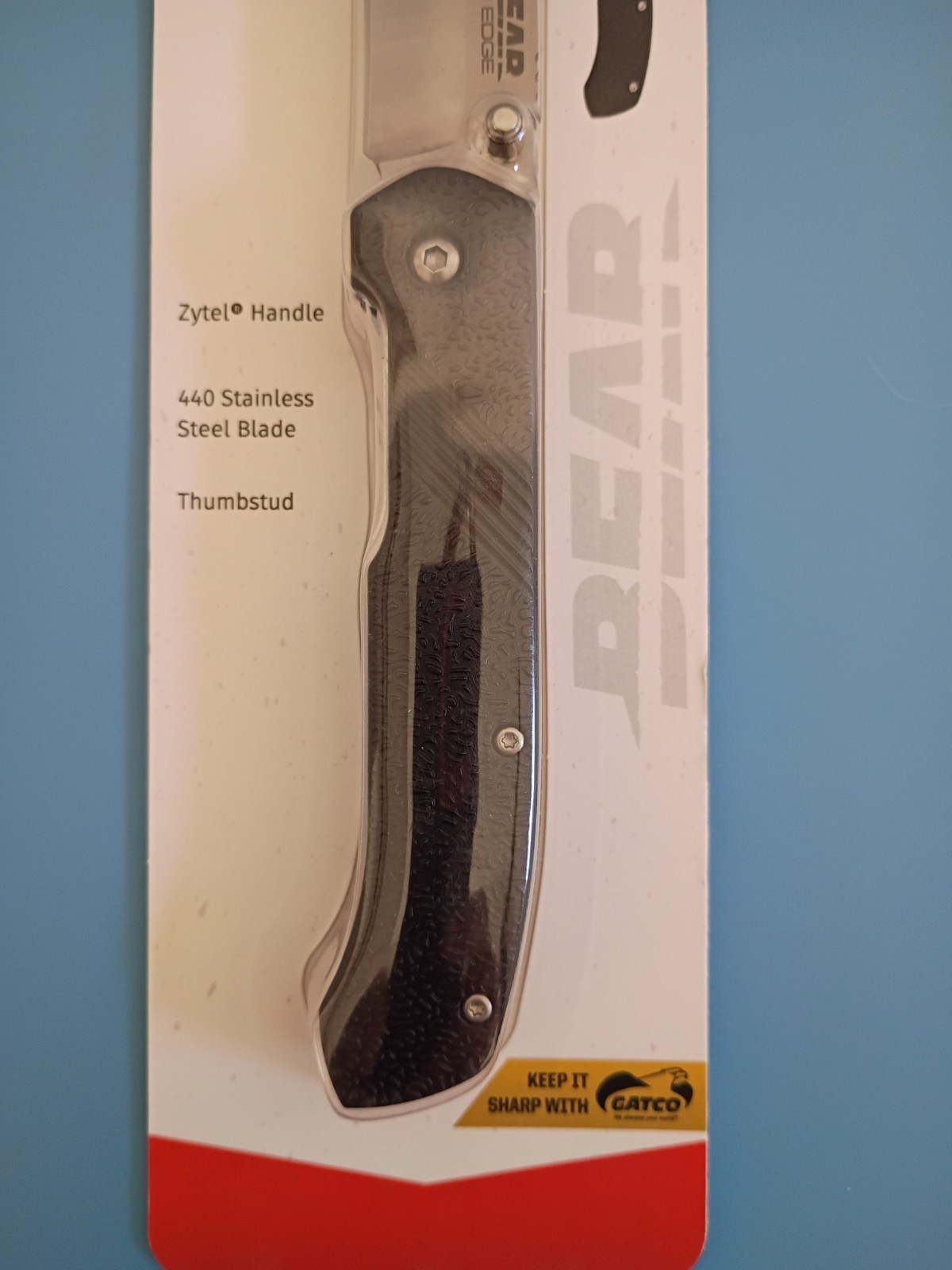 Bear Edge 233 Folder Pocket Knife 3 1/2″ Plain SS Blade Zytel Thumb Stud Clip