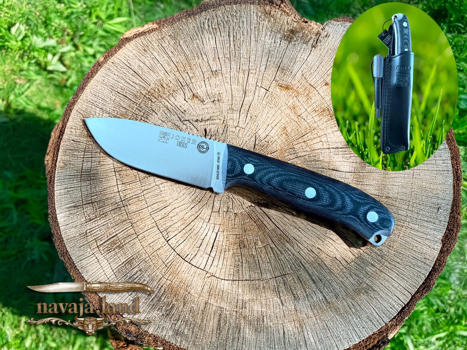 Joker Ursus Survival Knife Böhler N695 Dark Micarta + Firesteel + Paracord