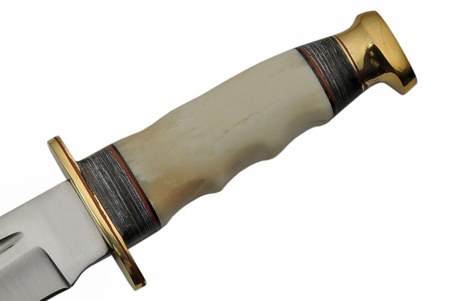 Bowie Knife | Rite Edge 6.25″ Blade White Bone Handle Hunter + Leather Sheath