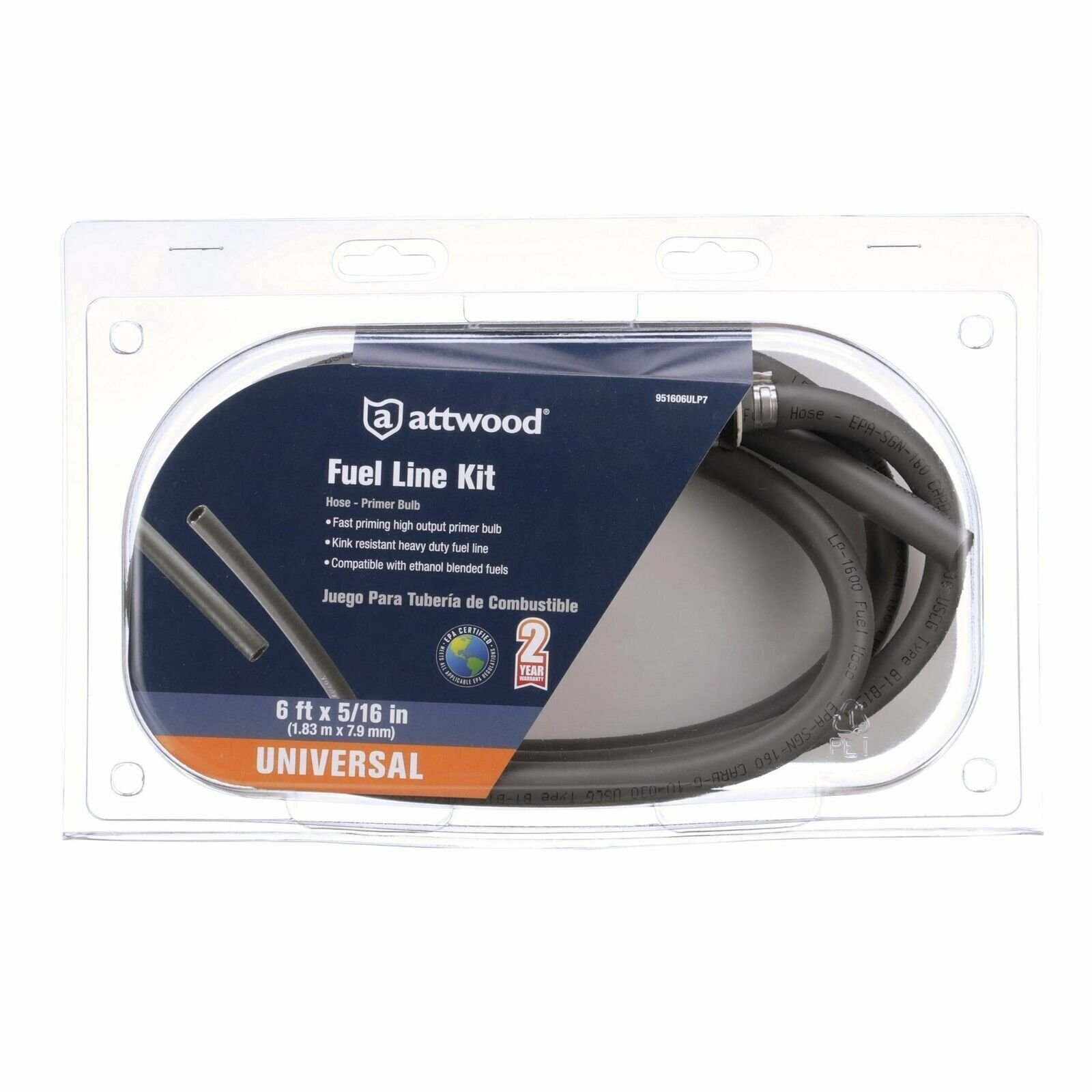 Attwood 951606ULP7 Universal Fuel Line Kit, 6 Feet Long, 5/16-Inch Diameter, …