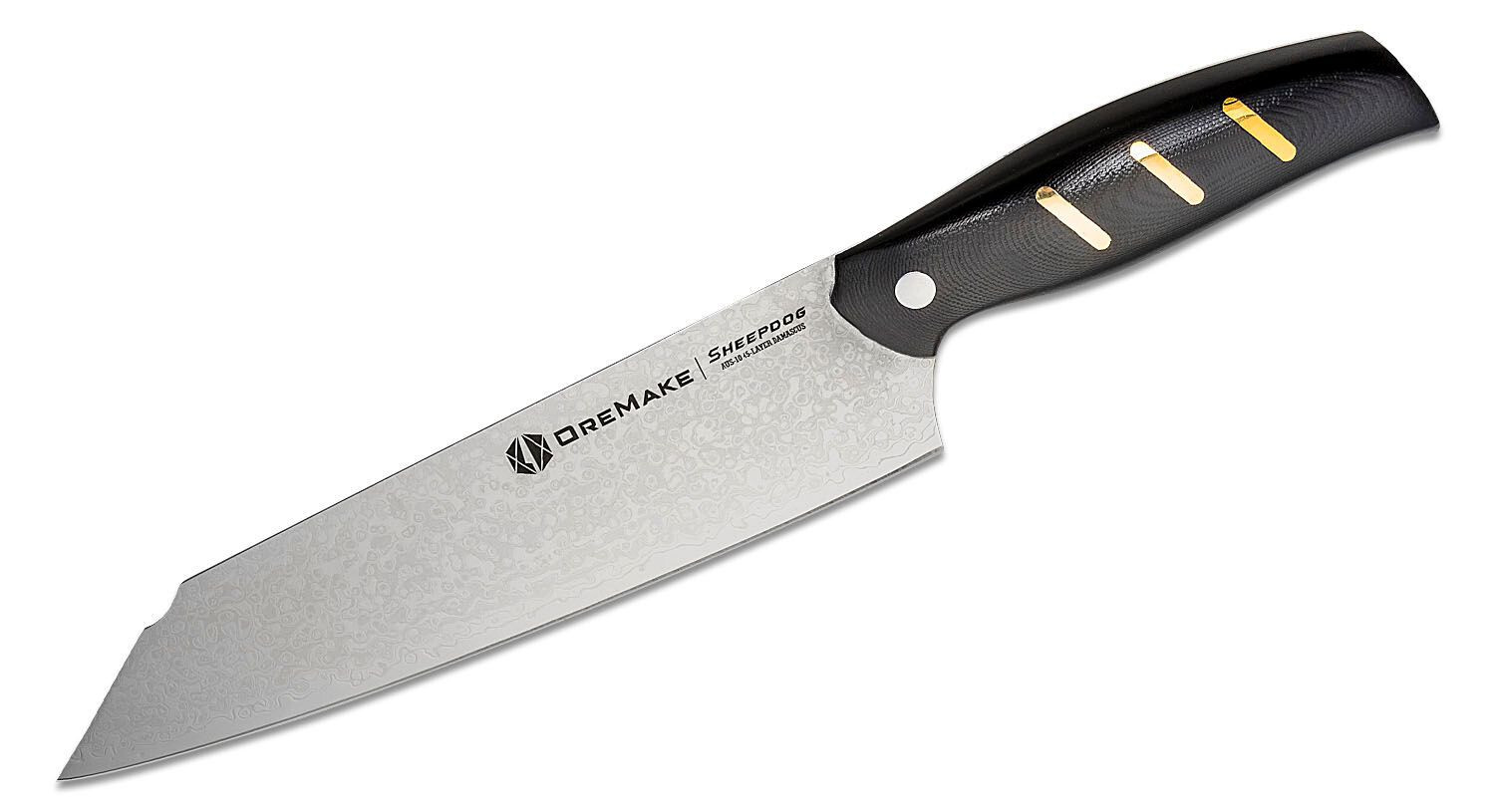 Olight Oremake Sh Kitchen Knife 8″ Damascus Blade, G10 Handle, Brass Inla