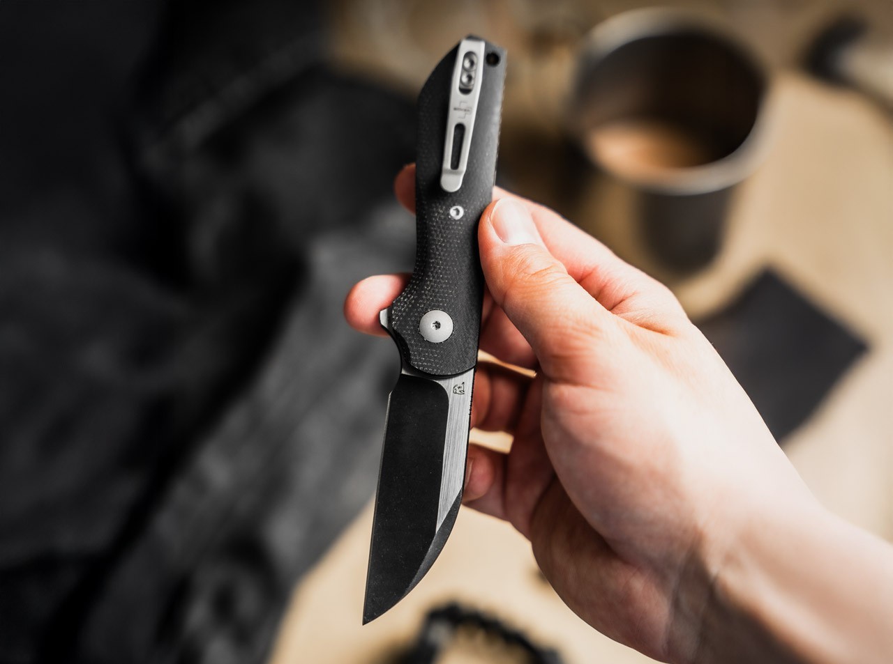 BOKER PLUS Corvus Folding Knife Nitro-V Blade Micarta Handle Clip Black 01BP0071