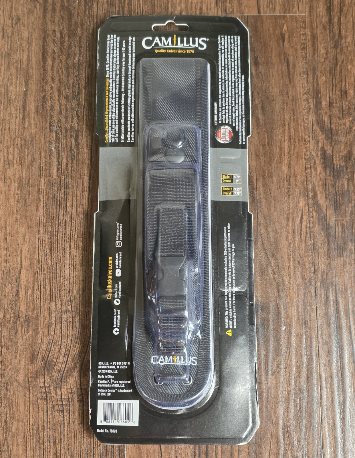 Camillus Outback Folding & Fixed Combo-2 Pack Black Knife Set w/ Sheath #19020