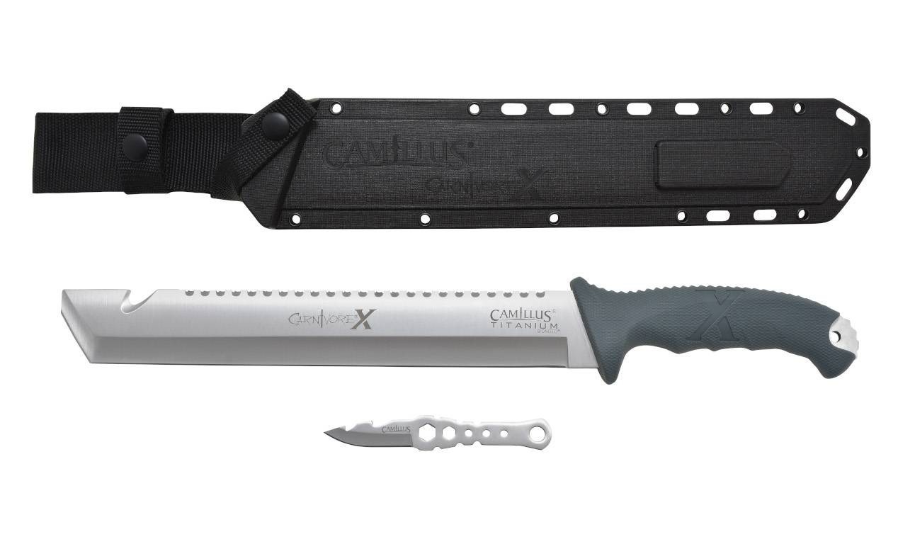 Camillus Carnivore-X 18 Machete 12 Cutting Blade 10 Saw Gray Handle Molded Sheat