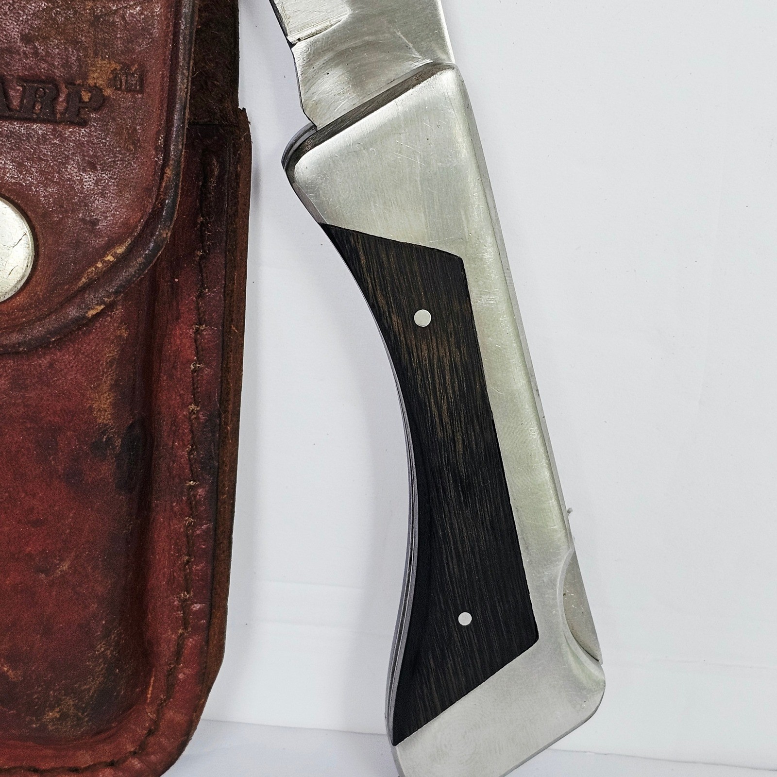 Vintage Sharp 200 Pocket Knife Japan Stainless Wood Folding Blade EDC Sheath