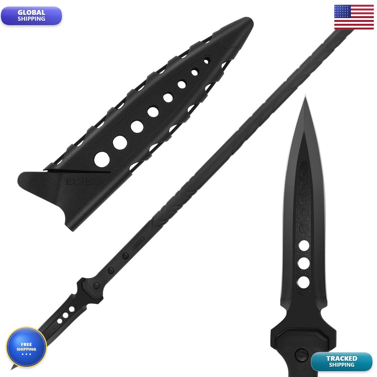 Kalkal Hunting Spear 2Cr13 Double Edged Stainless Steel Survival Spear