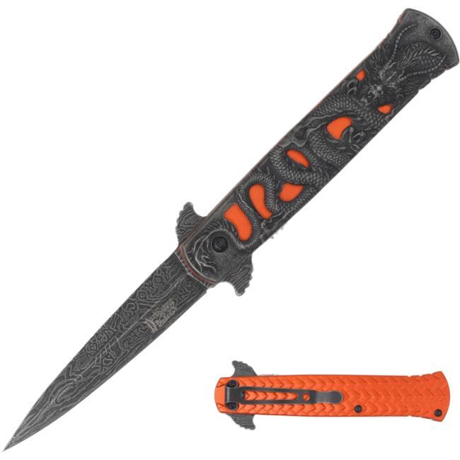 8.5″ DARK FANTASY BLADES EDC FOLDING POCKET KNIFE w/ POCKET CLIP ORANGE