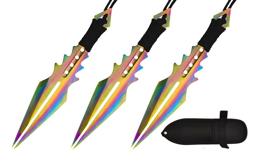 3pcs 7.5″ Throwing Knife Set Full Tang Stainless Steel Blade w/ Nylon Sheath