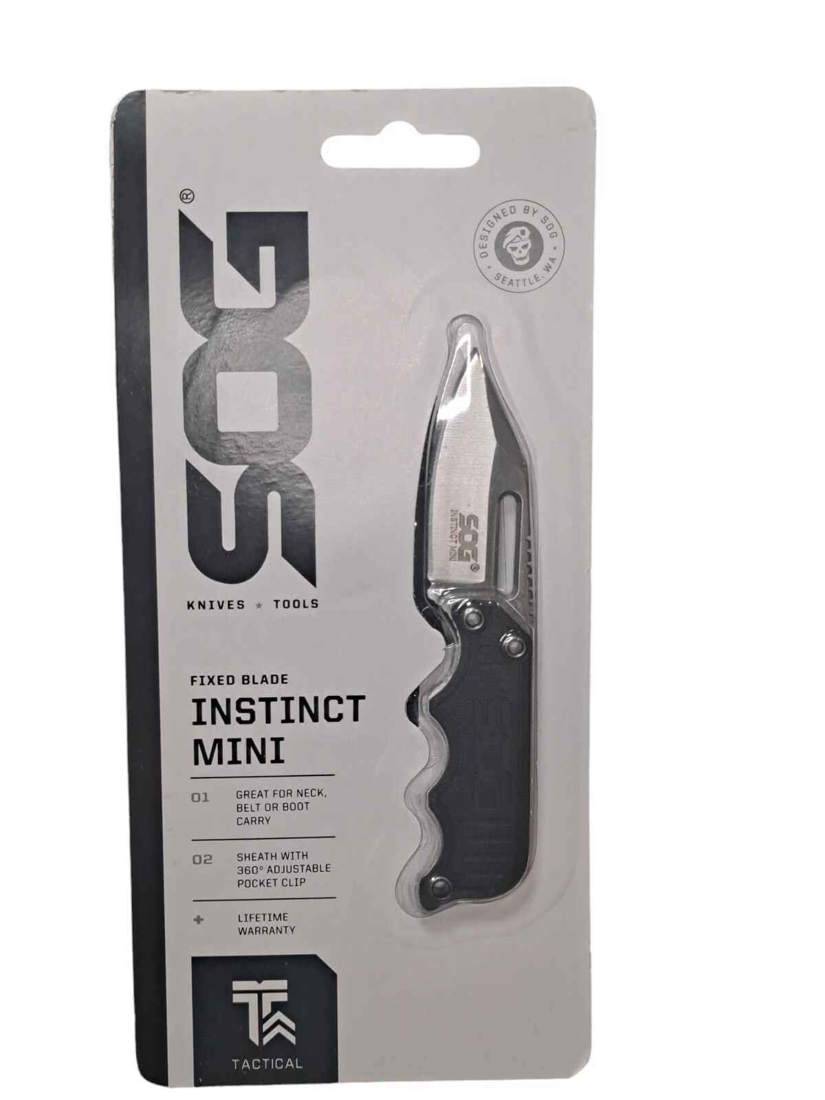 SOG Instinct Mini 1.9″ Satin Plain Edge Fixed Blade Knife w/ G10 Handles &…